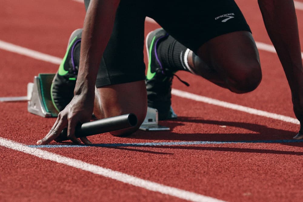 Athletes running on a track